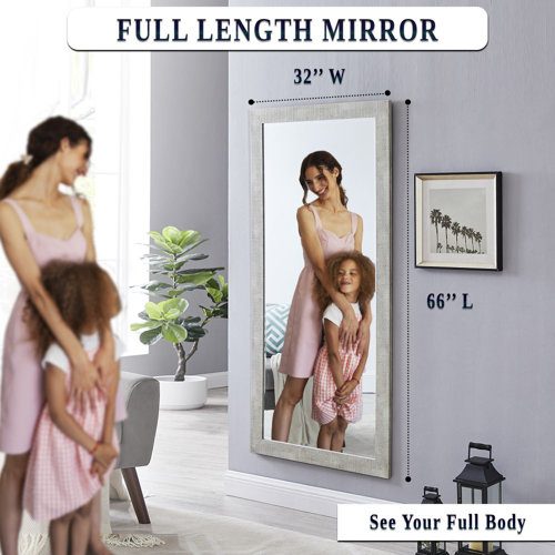 Gracie Oaks Lilly Rae Farmhouse Style Floor Mirror, Full Length Wall